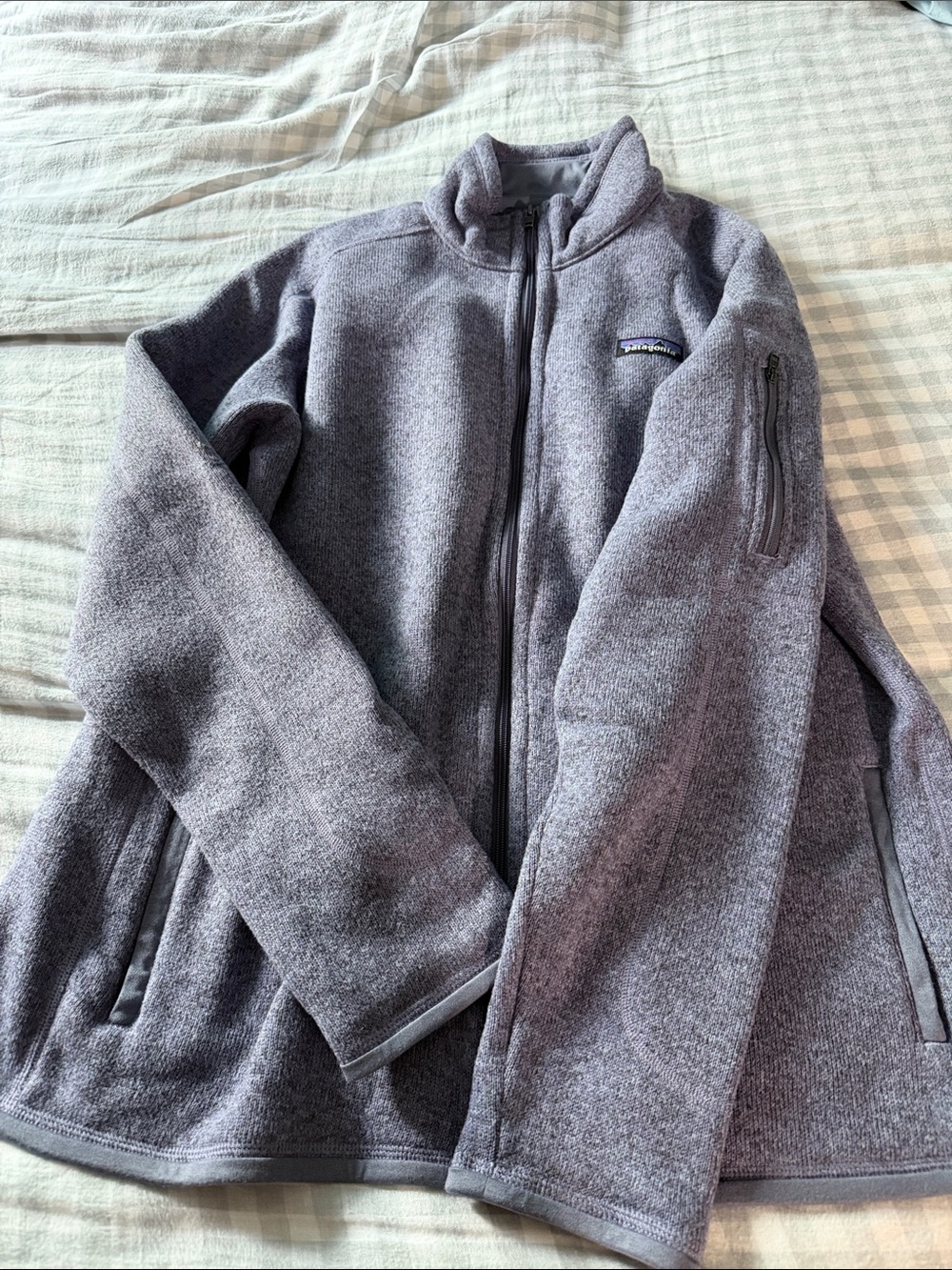 Patagonia Women/Men's Heather purple XL Gray Full-Zip Performance Fleece Jacket